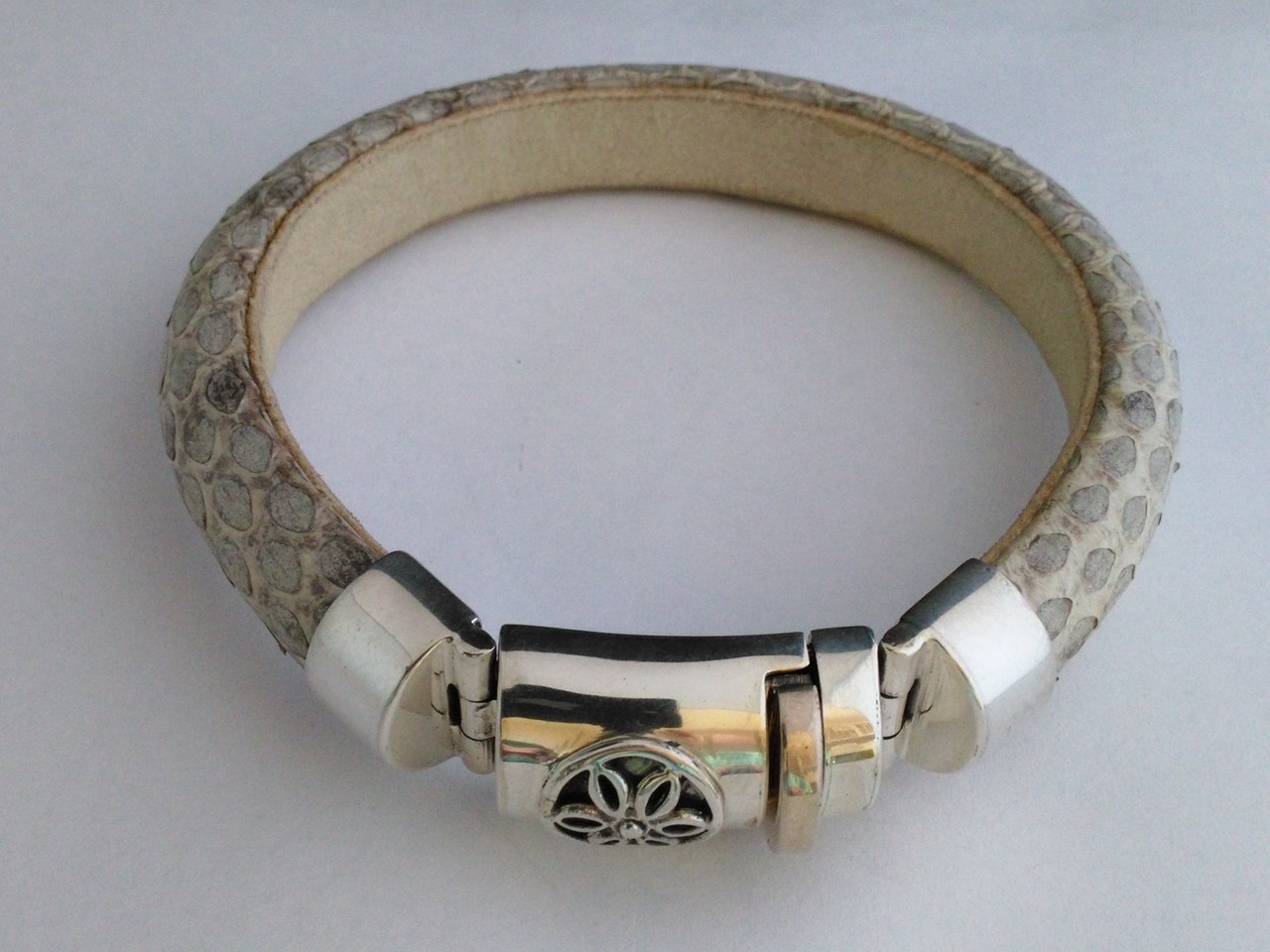Leer/zilver 5 armband
