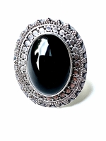 Zwarte Agaat ring (925 sterling zilver)