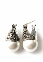 Parel L oorbellen (925 sterling zilver)