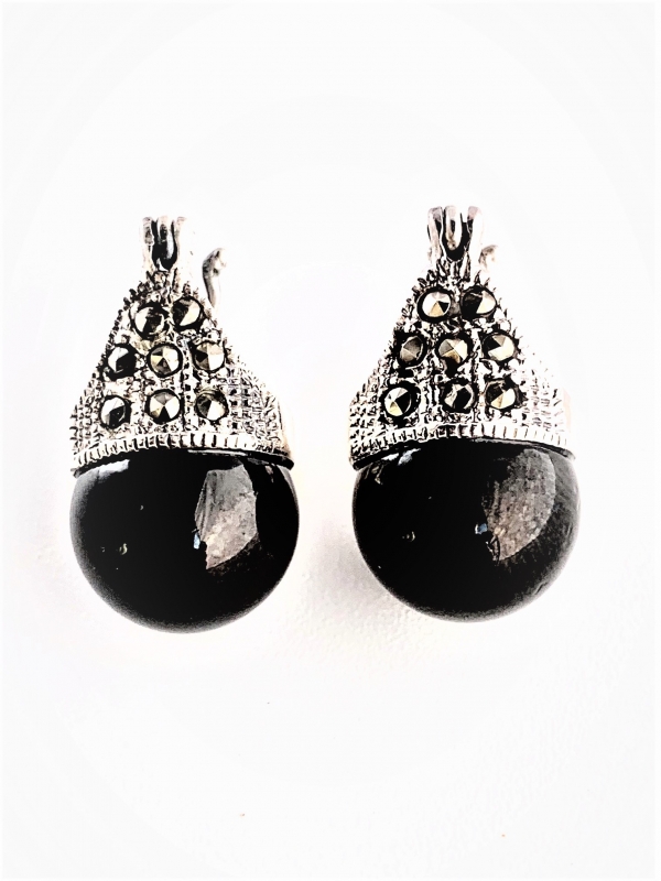 Parel zwart L (12mm) oorbellen