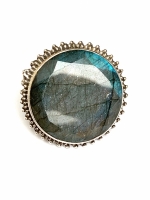 Labradoriet facet ring (925 sterling zilver)
