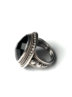 Onyx facet ring (925 sterling zilver)