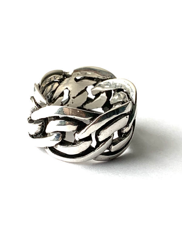 Lise dubbele schakel ring (925 sterling zilver)