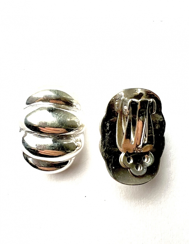 Ribbel clip oorbellen (925 sterling zilver)