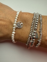 Geluksarmbandje levensboom parel (925 sterling zilver)