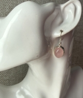 Rozenkwarts oorbellen (925 sterling zilver)